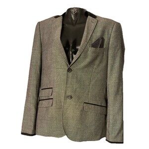 Edge For WDNY Womens Blazer Size Large‎ Gray Black 2 Button